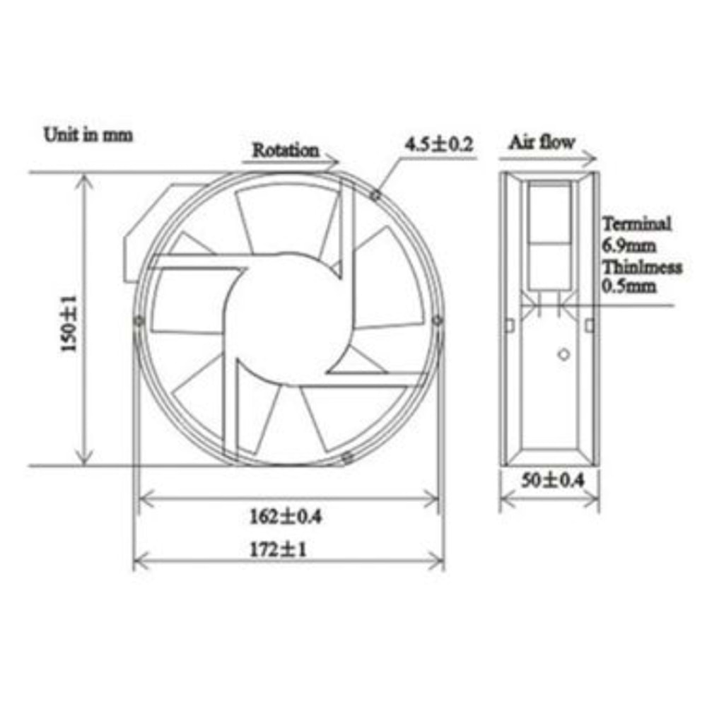 172*150*50 AC 110V FAN