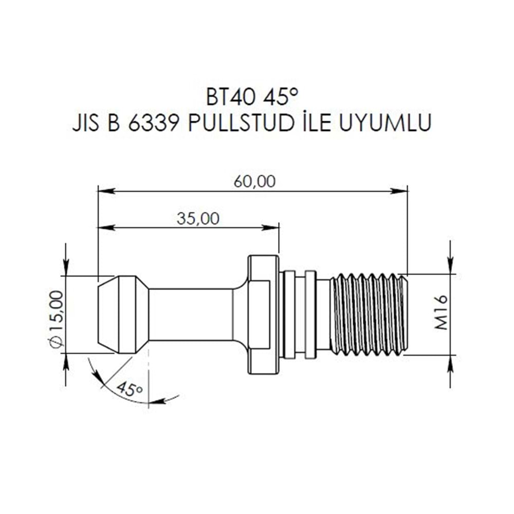 BT40 POT (45° PULL STUD)
