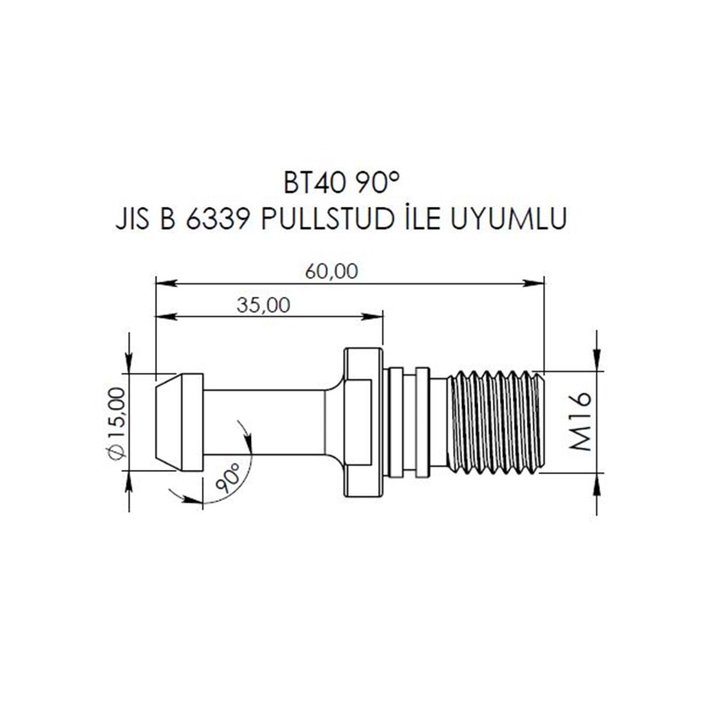 BT40 POT (90° PULL STUD)