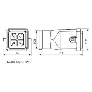 4 PİN, 10A, METAL GÜÇ SOKETİ KABLO TARAFI