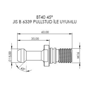 BT40 POT (45° PULL STUD)